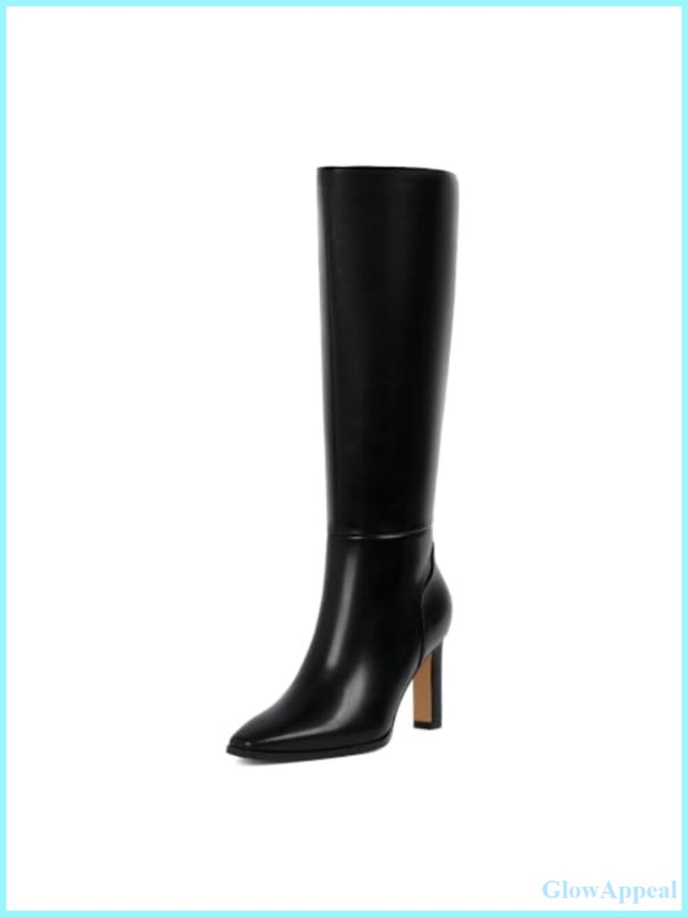 Knee High Boots for Women Faux Leather Pointed Toe Heeled Tall Boots